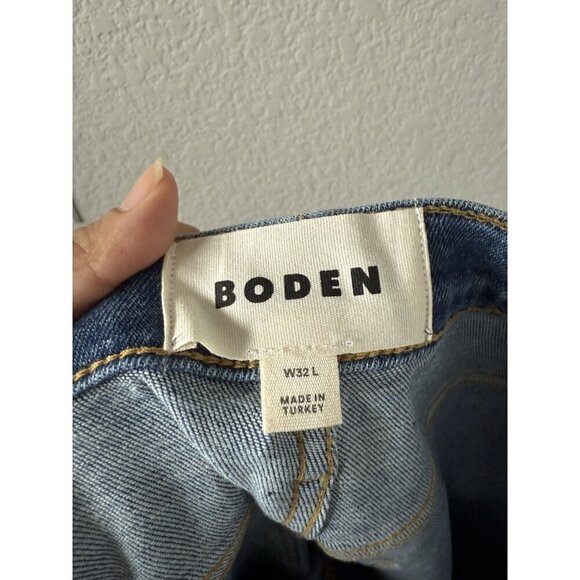 Boden High Rise Wide Leg Jeans Mid Vintage Wash Denim Boho Baggy NWT 32L - Picture 8 of 11
